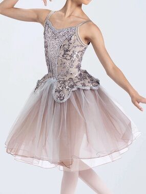 Weissman Grey Sequin Ballet Dance Costume